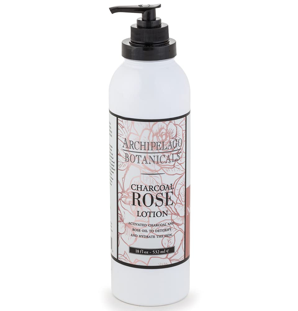 Archipelago Botanicals Charcoal Rose Lotion – Hydrating Body Lotion, 18 oz