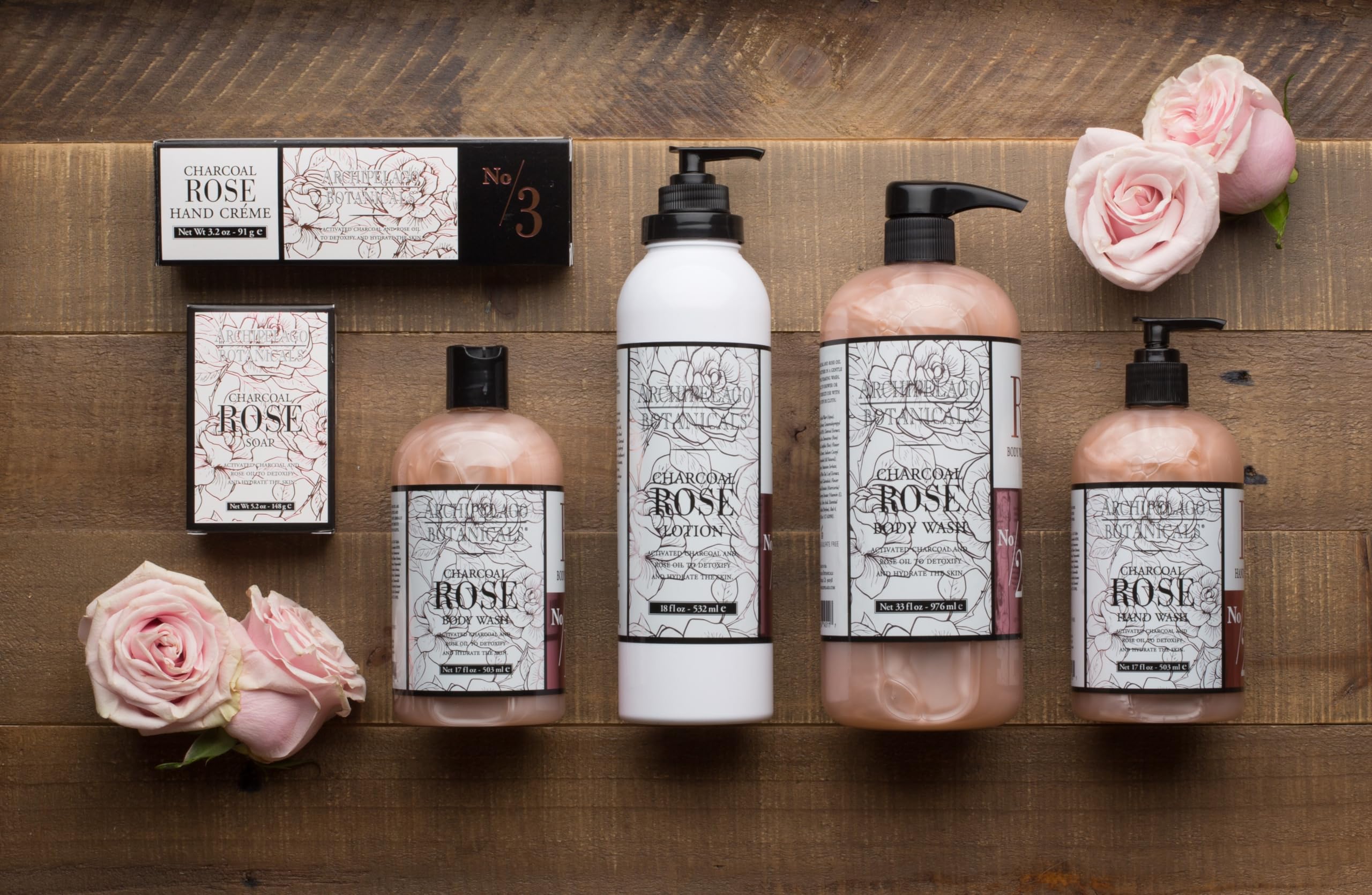 Archipelago Botanicals Charcoal Rose Lotion – Hydrating Body Lotion, 18 oz