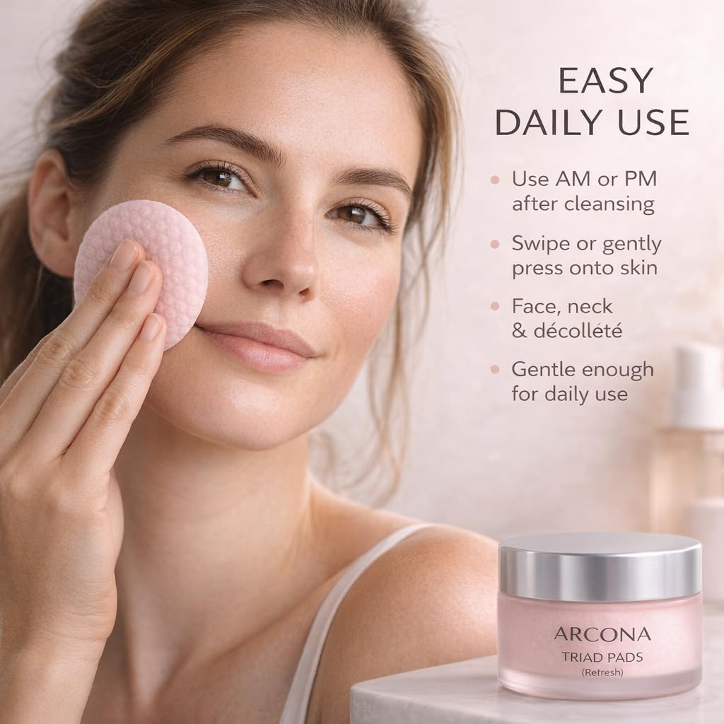 ARCONA Cranberry Triad Milky Toner Pads – Vegan Brightening & Hydrating Rice Toner (45 Count)