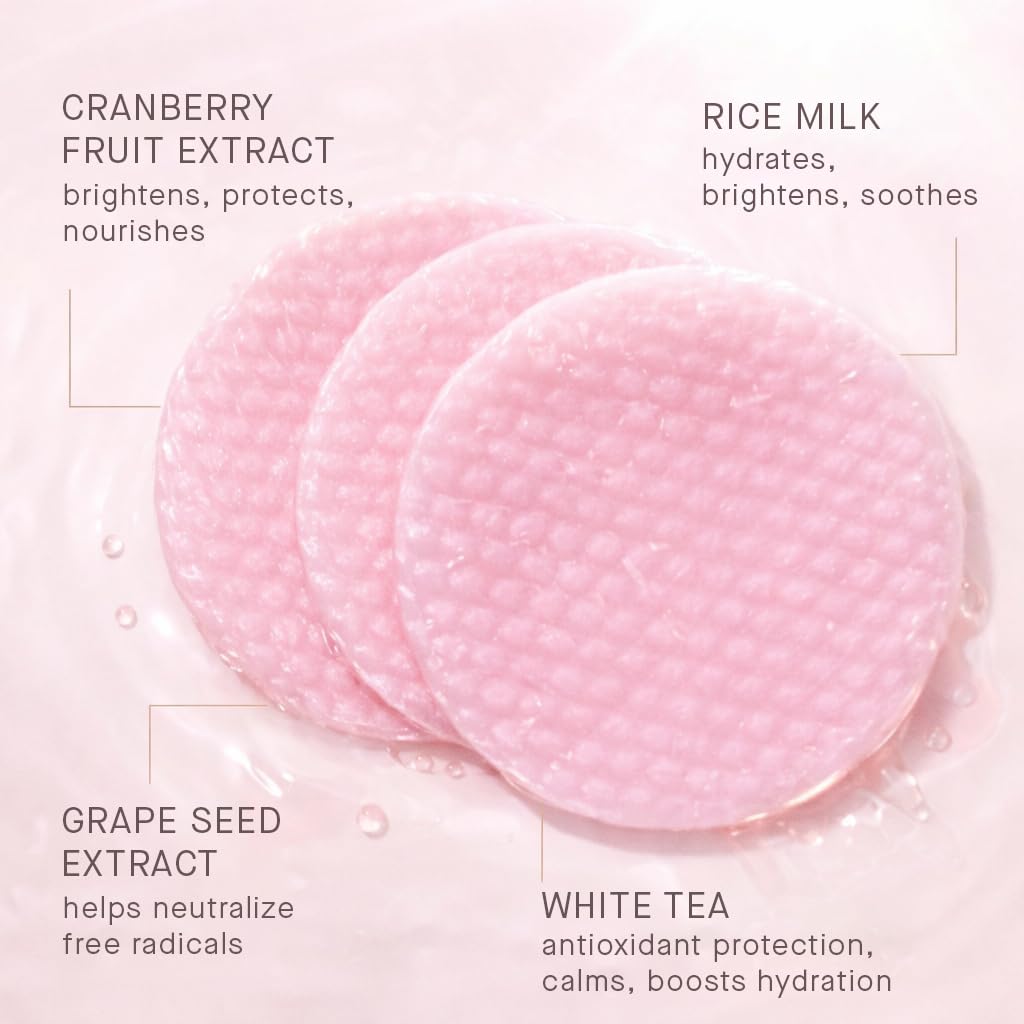 ARCONA Cranberry Triad Milky Toner Pads – Vegan Brightening & Hydrating Rice Toner (45 Count)