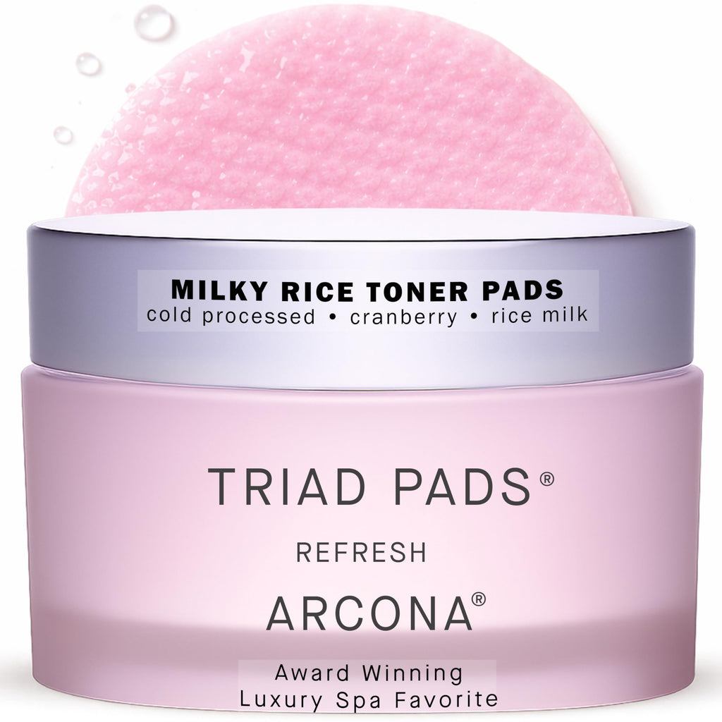 ARCONA Cranberry Triad Milky Toner Pads – Vegan Brightening & Hydrating Rice Toner (45 Count)