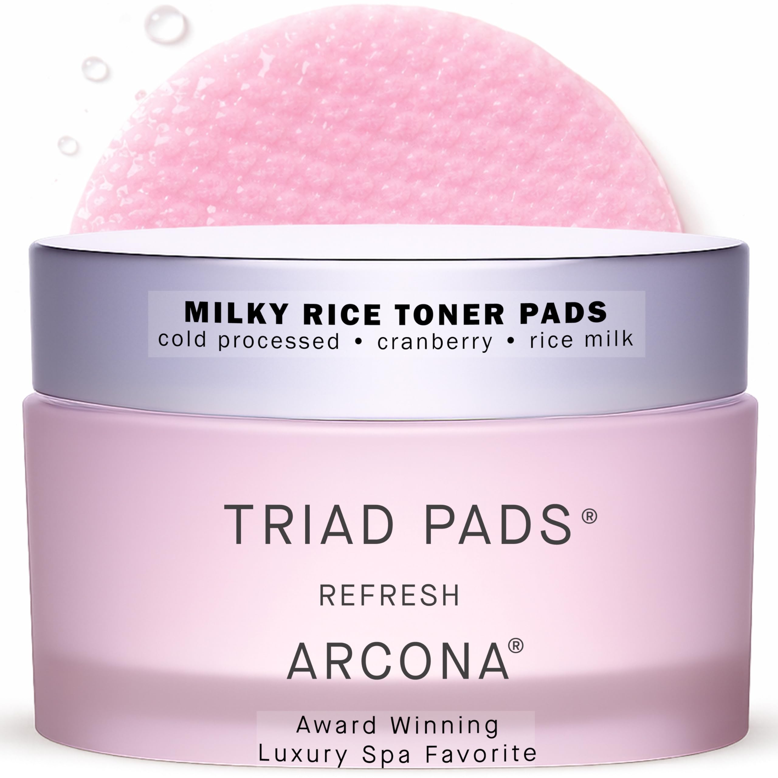 ARCONA Cranberry Triad Milky Toner Pads – Vegan Brightening & Hydrating Rice Toner (45 Count)