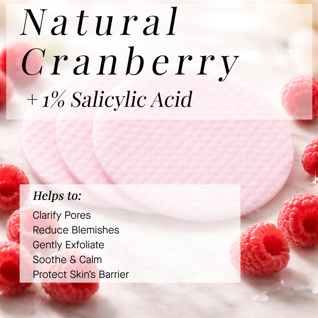 ARCONA Raspberry Clarifying Pads - Pore Cleansing & Oil Control, 45 Pads, USA-Made