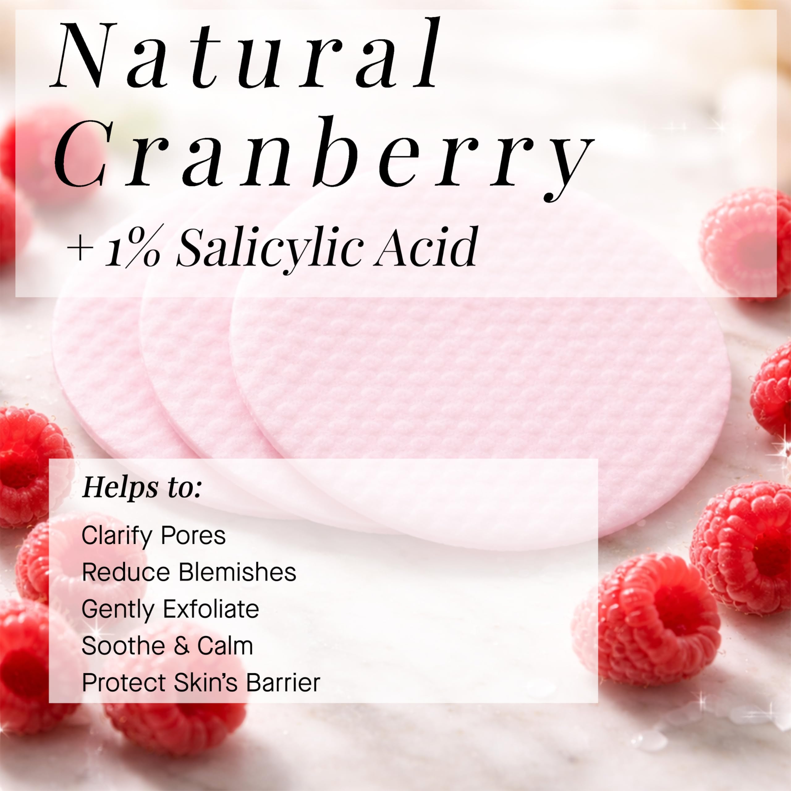 ARCONA Raspberry Clarifying Pads - Pore Cleansing & Oil Control, 45 Pads, USA-Made