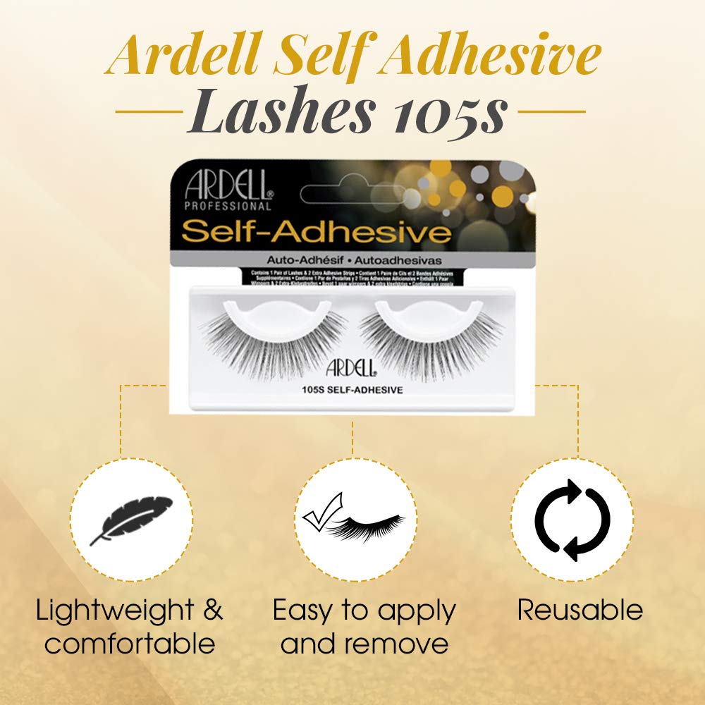 Ardell Self-Adhesive 105S Faux Mink Lashes – Natural Look, 4 Pack, Reusable