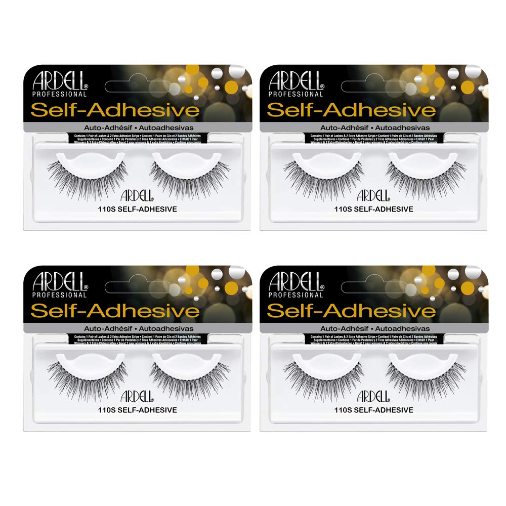 Ardell Self-Adhesive Eyelashes 110S – No Glue Needed, Natural Strip Lashes, 4 Pack