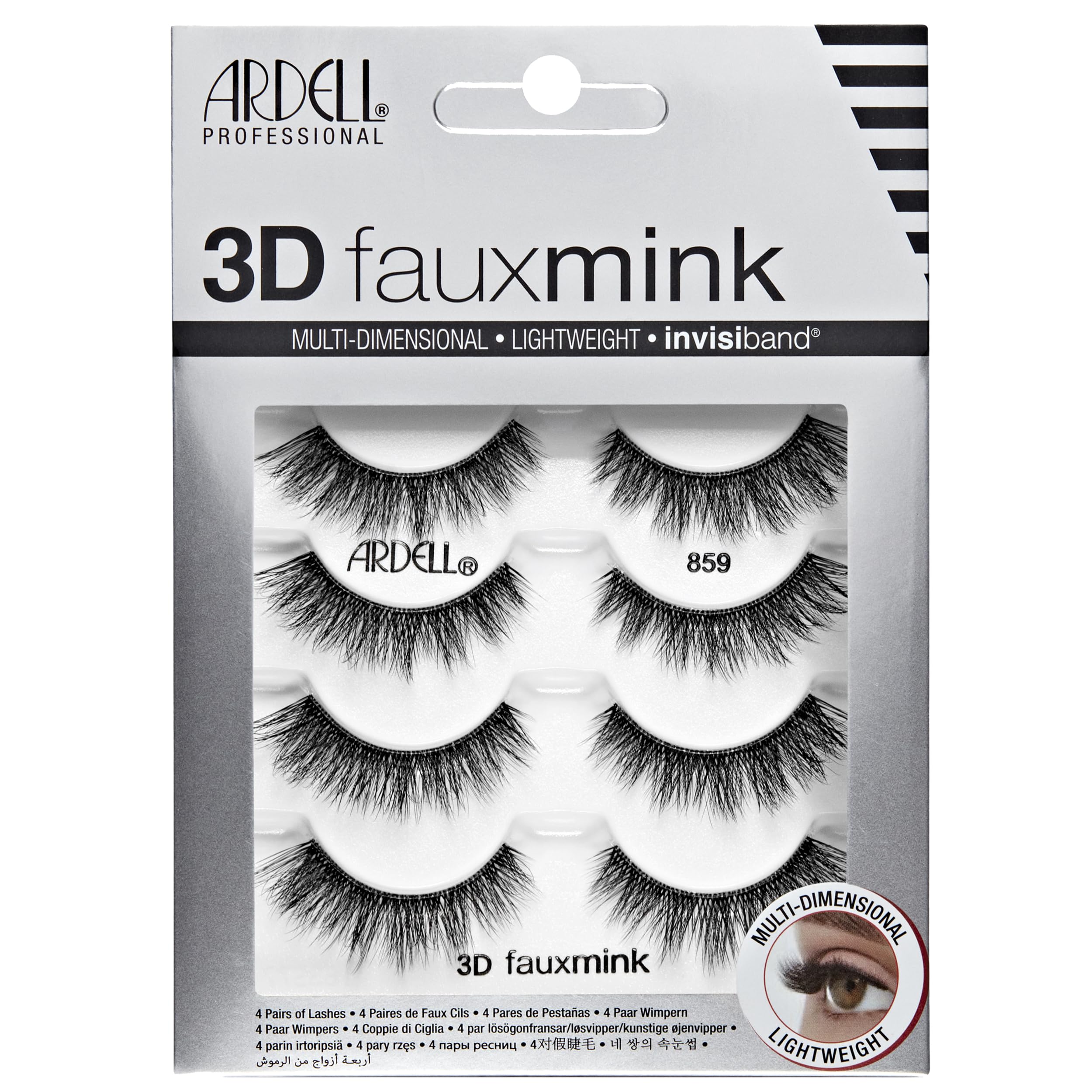 Ardell 3D Faux Mink Lashes – Lightweight Invisiband Demi Wispies (4 Pairs)