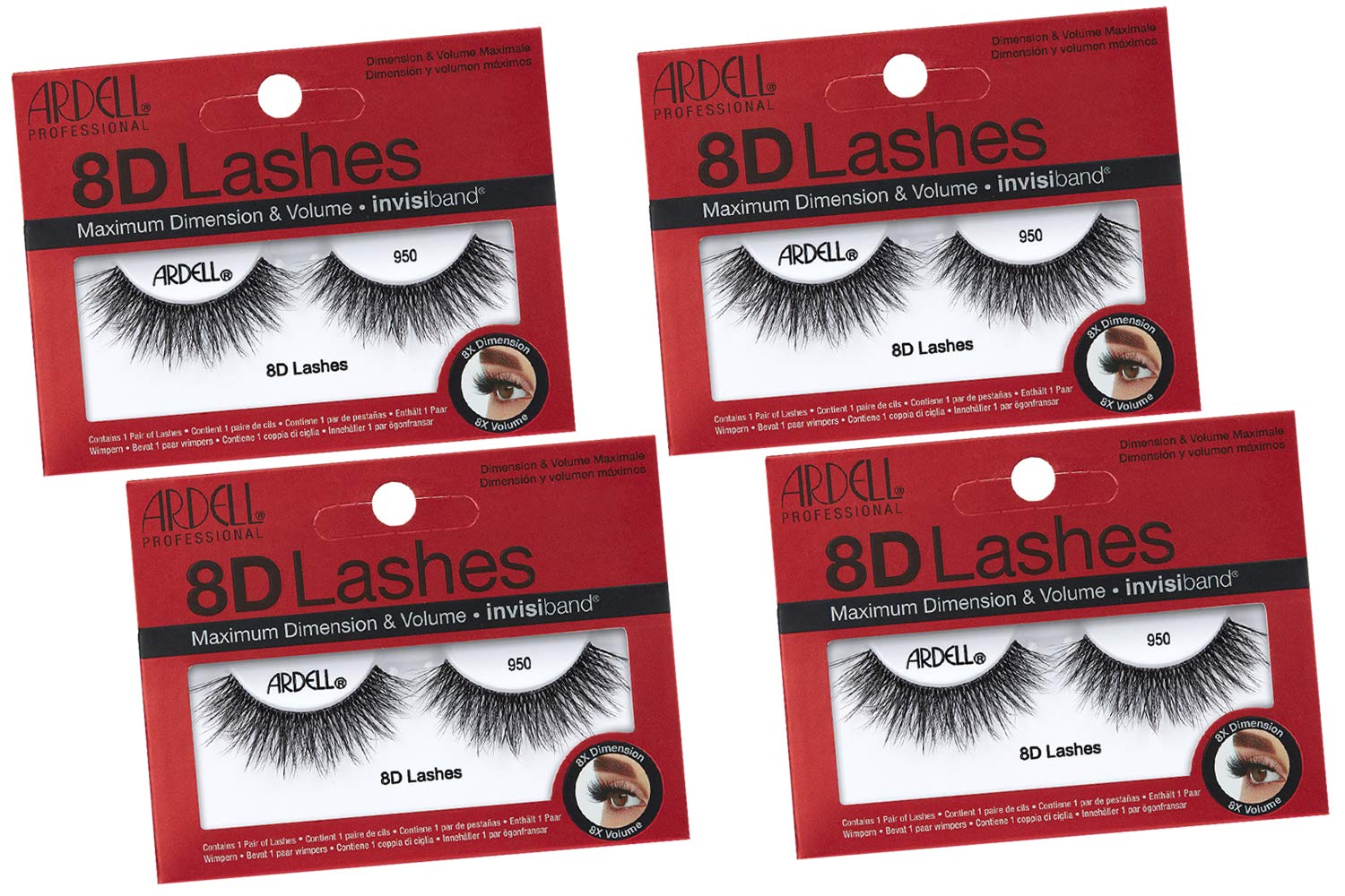 Ardell 8D Lashes 950 – 4-Pack | Ultra-Voluminous Strip Lashes
