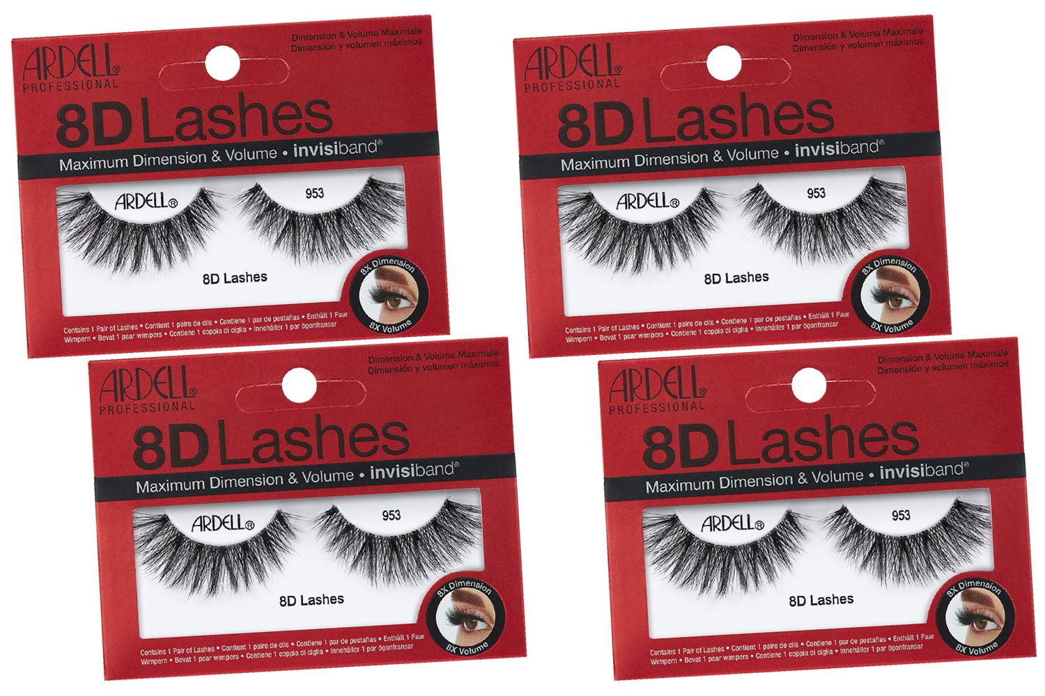 Ardell 8D Lashes 953 – 4-Pack Strip Lashes for Dramatic Volume