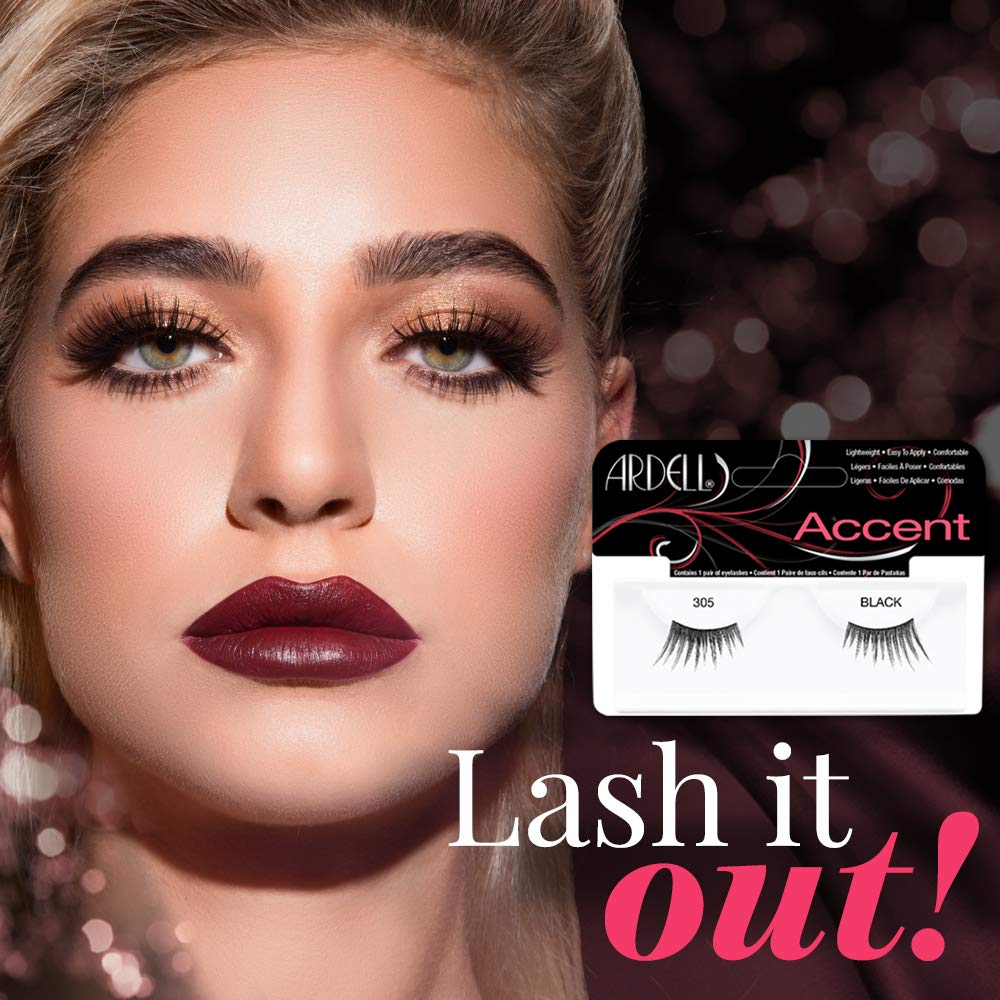 Ardell Accent Half Lashes 305 – Natural Outer Corner Cat Eye Lashes, 4 Pack
