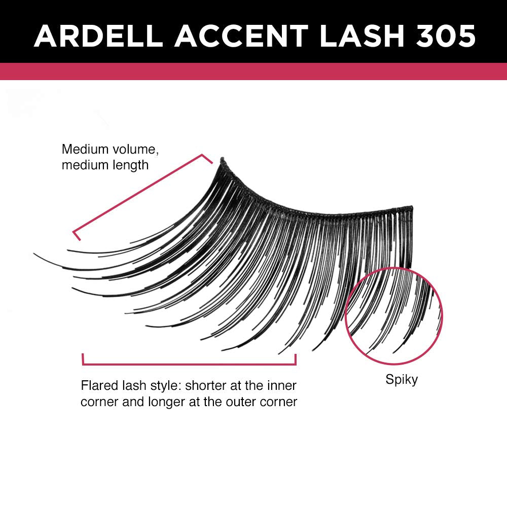Ardell Accent Half Lashes 305 – Natural Outer Corner Cat Eye Lashes, 4 Pack