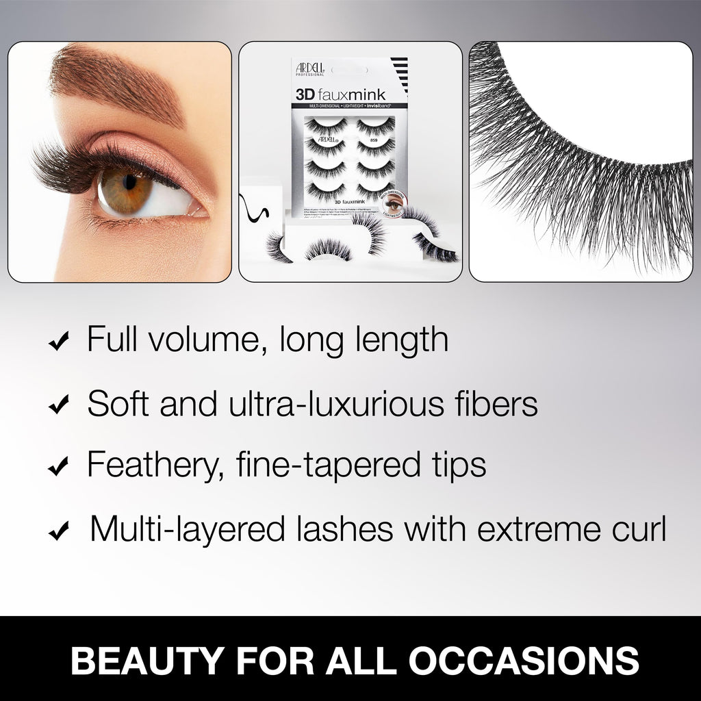 Ardell 3D Faux Mink Lashes – Lightweight Invisiband Demi Wispies (4 Pairs)