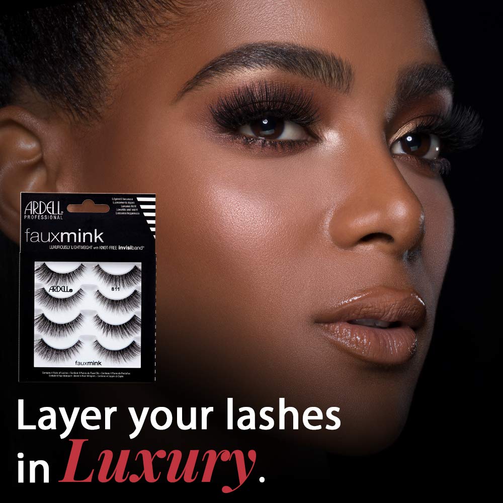 Ardell Faux Mink Lashes 811 – Knot-Free Invisiband, Natural Wispy Strips, Reusable 2-Pack