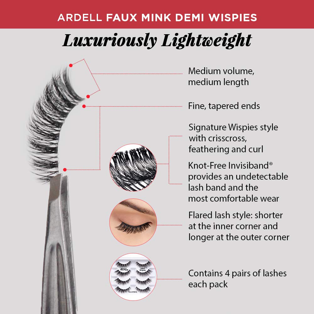 Ardell Faux Mink Demi Wispies Multipack – 2 Pack, Natural Look Lashes for Everyday Wear