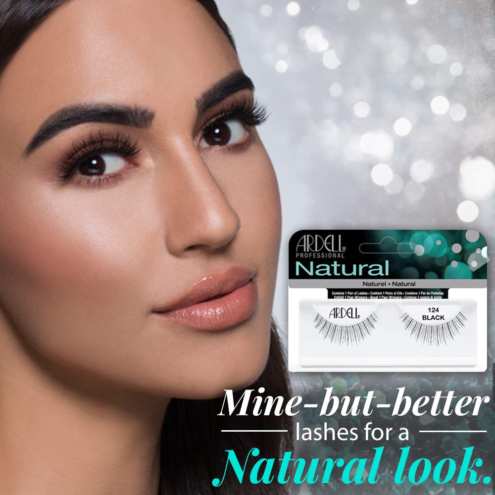 Ardell Natural Lashes 124 - Black, Lightweight Strip Lashes (4 Pack)