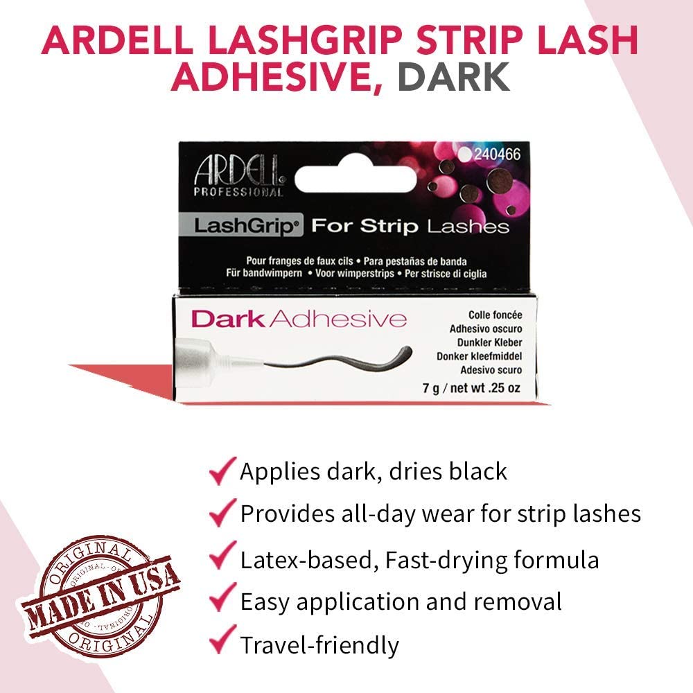 Ardell LashGrip Dark Adhesive for Strip Lashes – Waterproof, Long-Lasting, 0.25 oz (4-Pack)