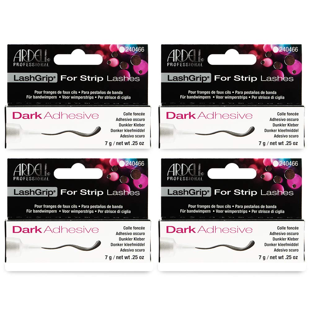 Ardell LashGrip Dark Adhesive for Strip Lashes – Waterproof, Long-Lasting, 0.25 oz (4-Pack)