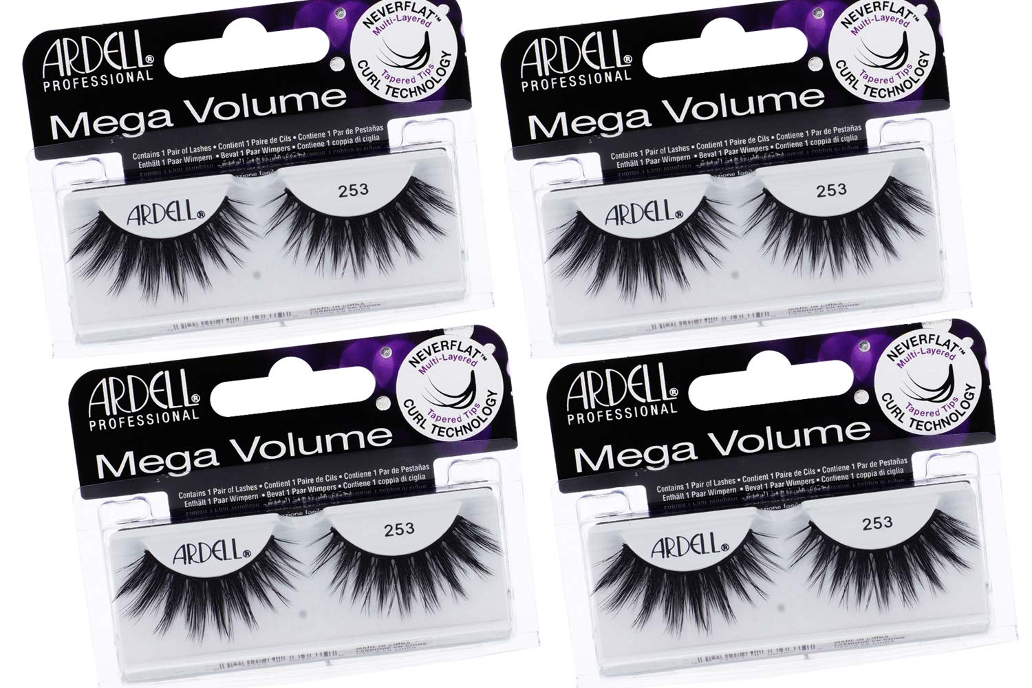 Ardell Mega Volume Lash 253 — Multi-Layered Lashes with Neverflat Curl Technology (4 Pairs)