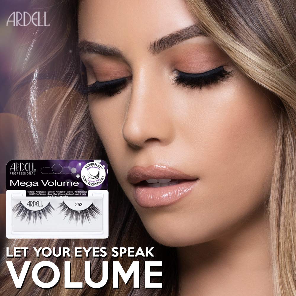 Ardell Mega Volume Lash 253 — Multi-Layered Lashes with Neverflat Curl Technology (4 Pairs)
