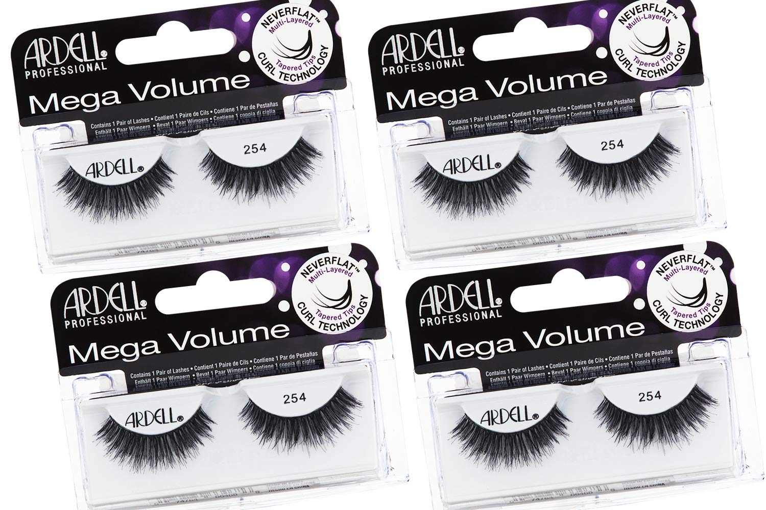Ardell Mega Volume Lash 254 – 4-Pair Multi-Layered Lashes with Curl Technology
