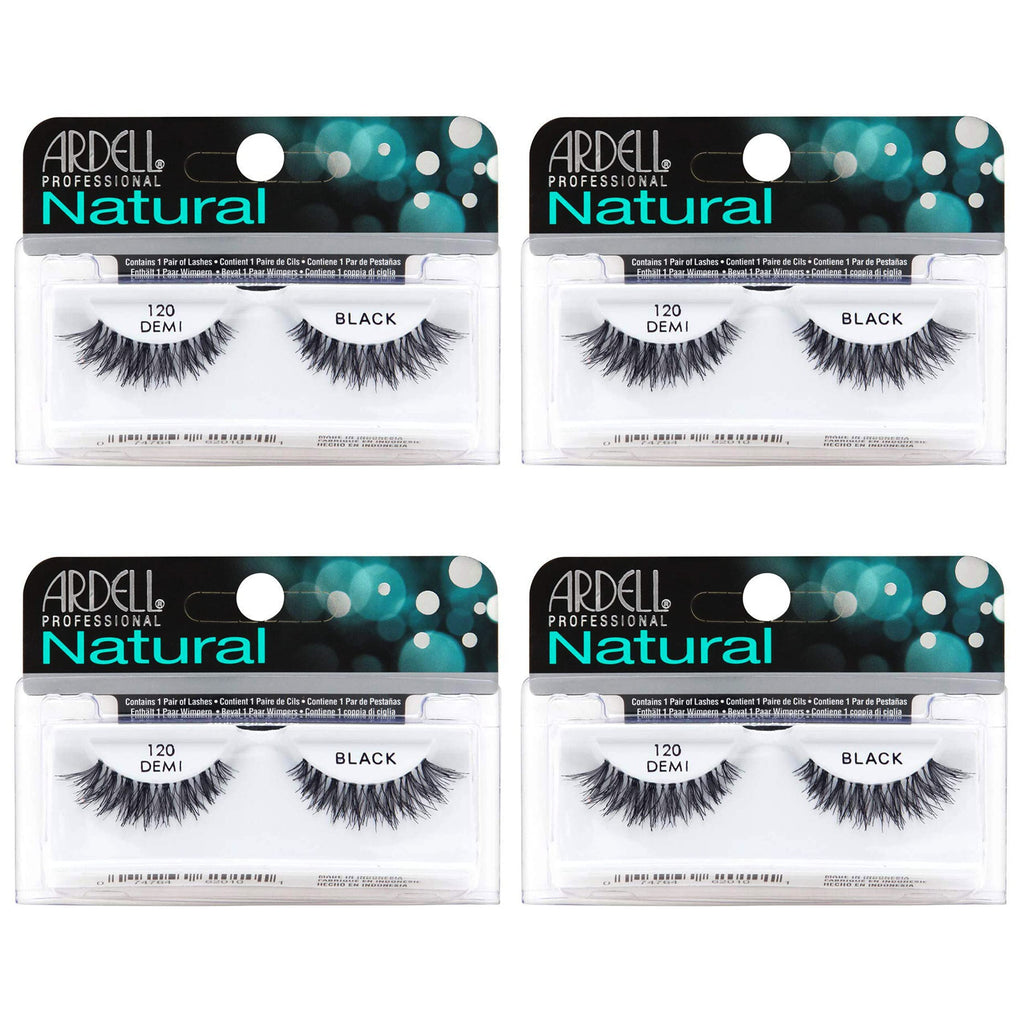Ardell Natural Lashes 120 Black – 4 Pack, Lightweight Reusable Strip Lashes