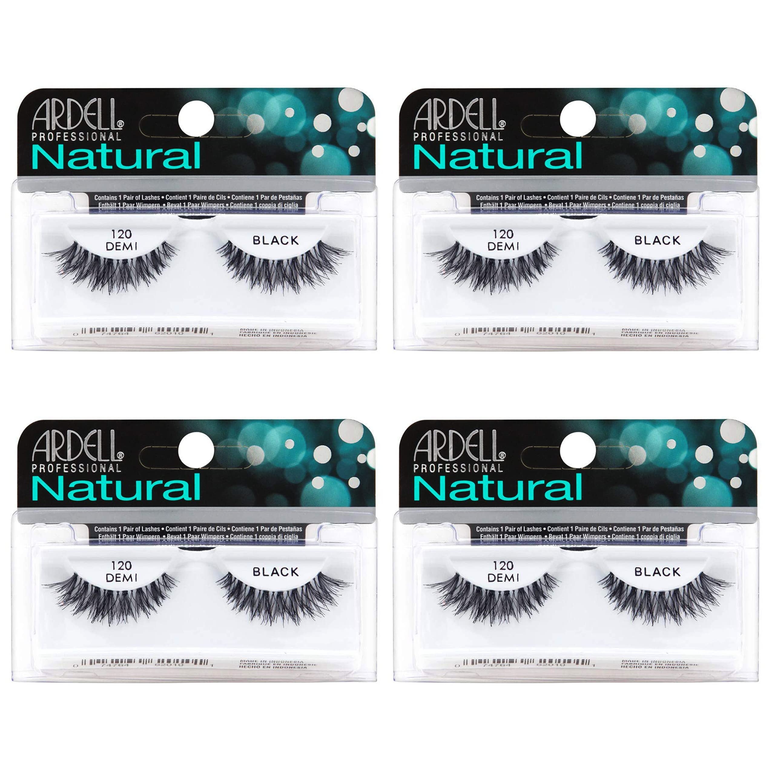 Ardell Natural Lashes 120 Black – 4 Pack, Lightweight Reusable Strip Lashes