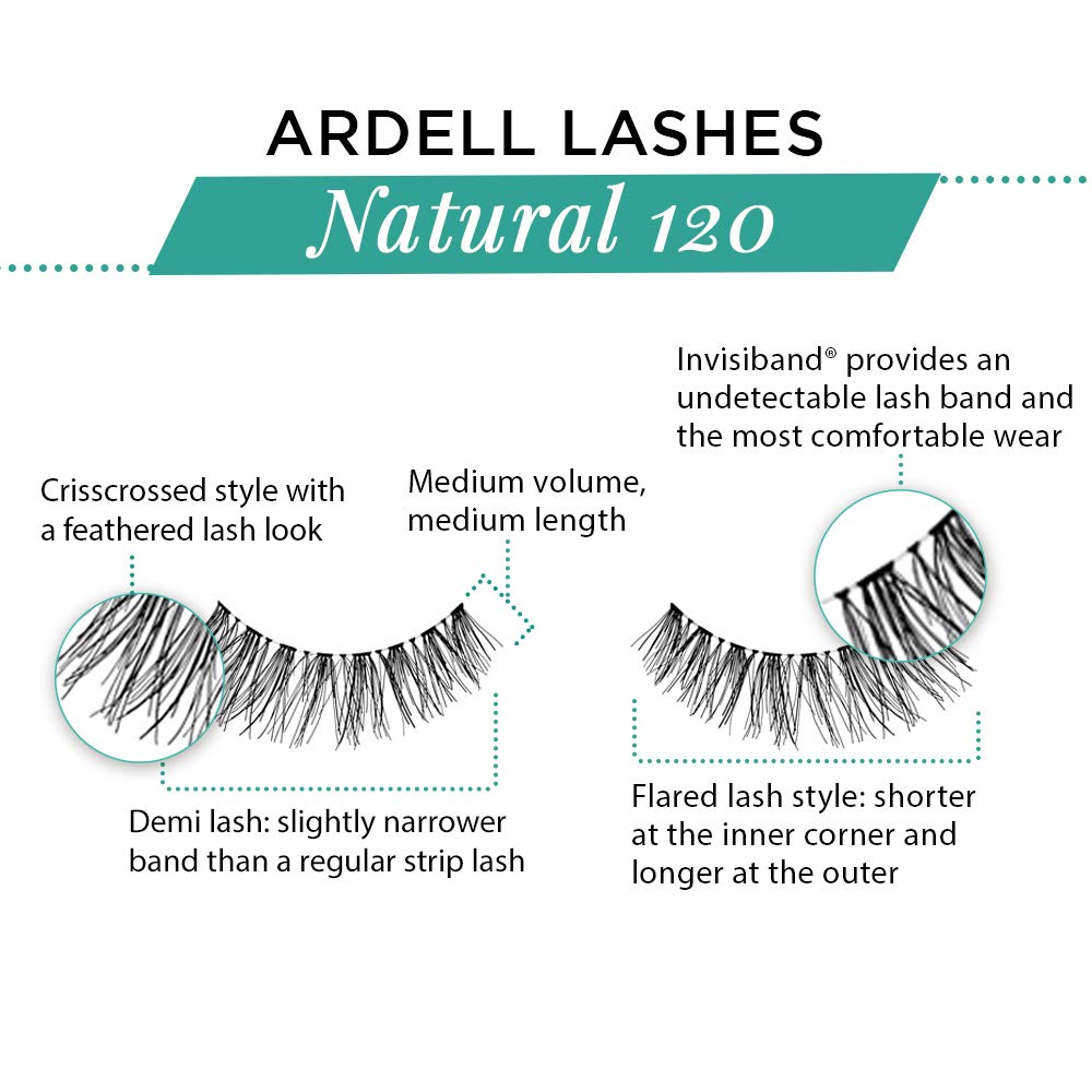 Ardell Natural Lashes 120 Black – 4 Pack, Lightweight Reusable Strip Lashes