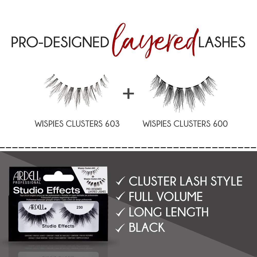 Ardell Studio Effects Lashes 230 – Reusable Dramatic Volume Strip Eyelashes, 4-Pack