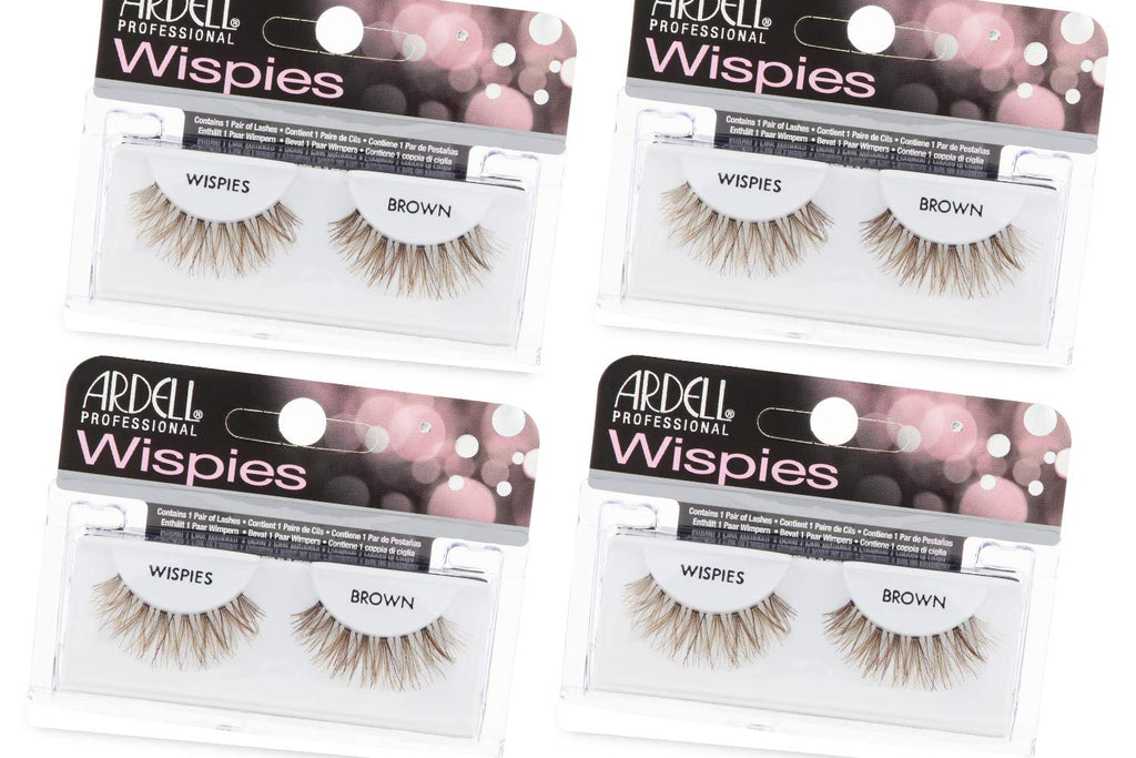 Ardell Wispies Brown False Eyelashes – Natural Wispy Lashes, Lightweight & Reusable, 4 Pack