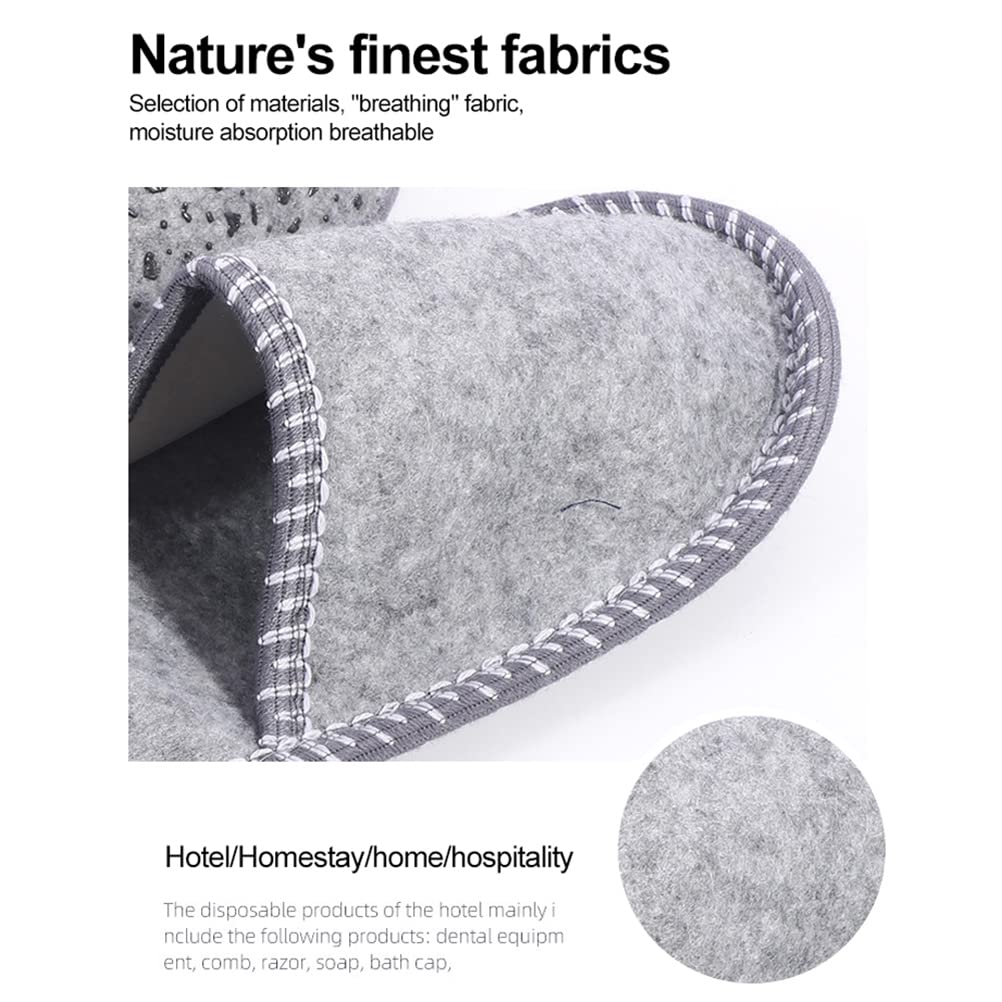 ariarly Fleece Felt Guest Slippers – 6 Pairs Anti-Slip Washable Spa Slippers for Hotels & Travel