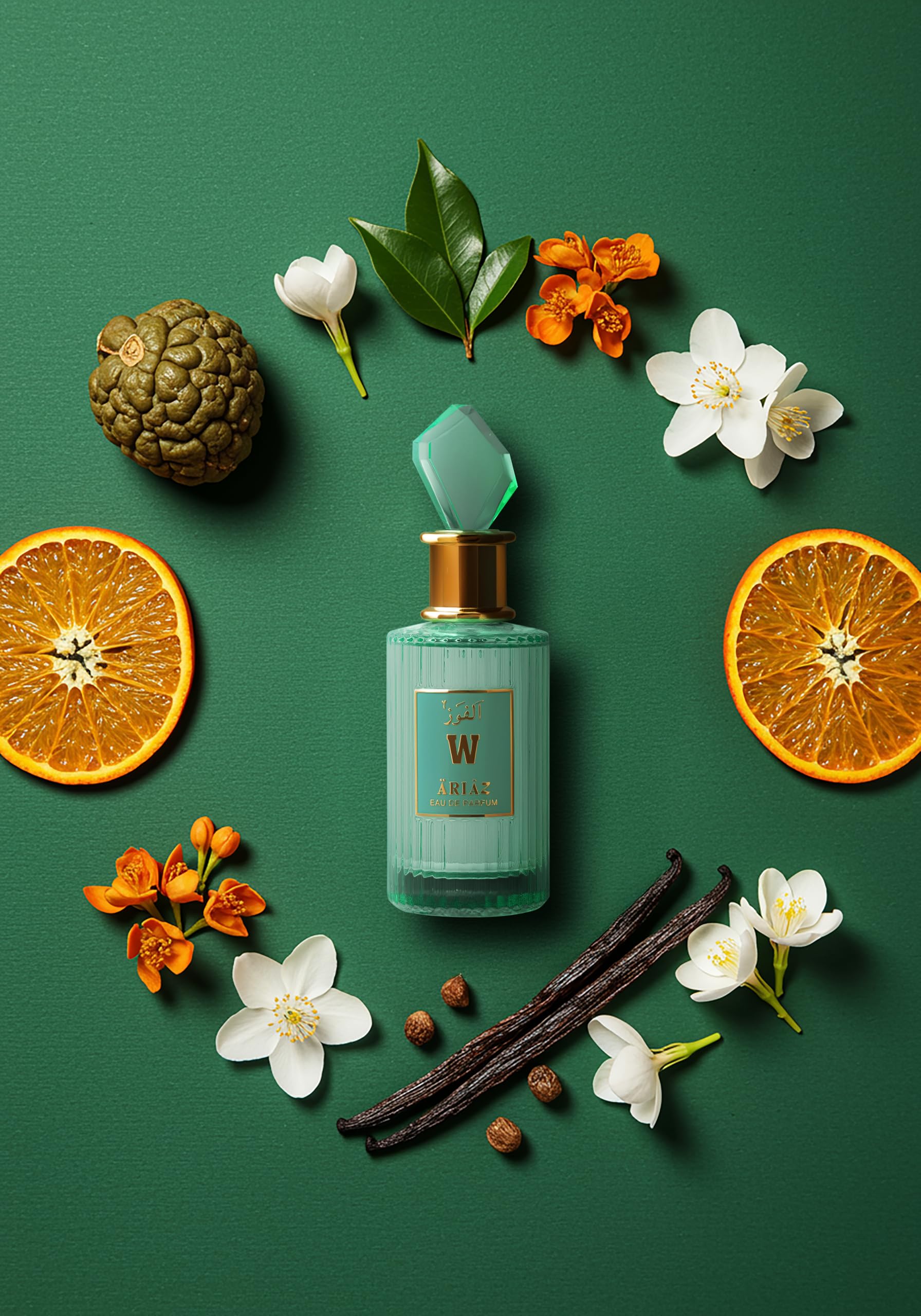 ARIAZ W (Win) Women Eau de Parfum 3.4 oz – Bright Floral Citrus with Bergamot, Orange Blossom, Tuberose, Jasmine, Vanilla & Musk