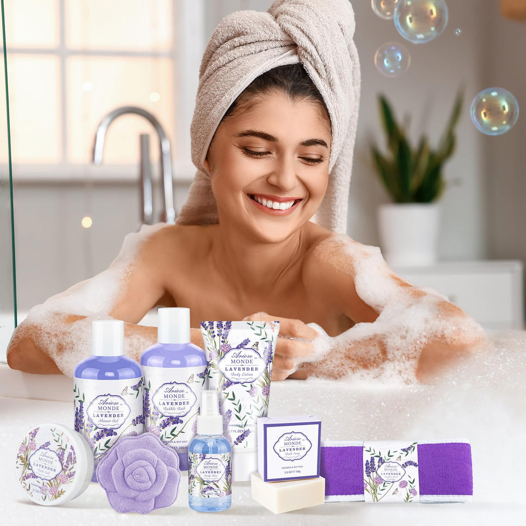 ArioseMonde Lavender Spa Gift Set – Luxury At-Home Self-Care Gift Baskets for Women