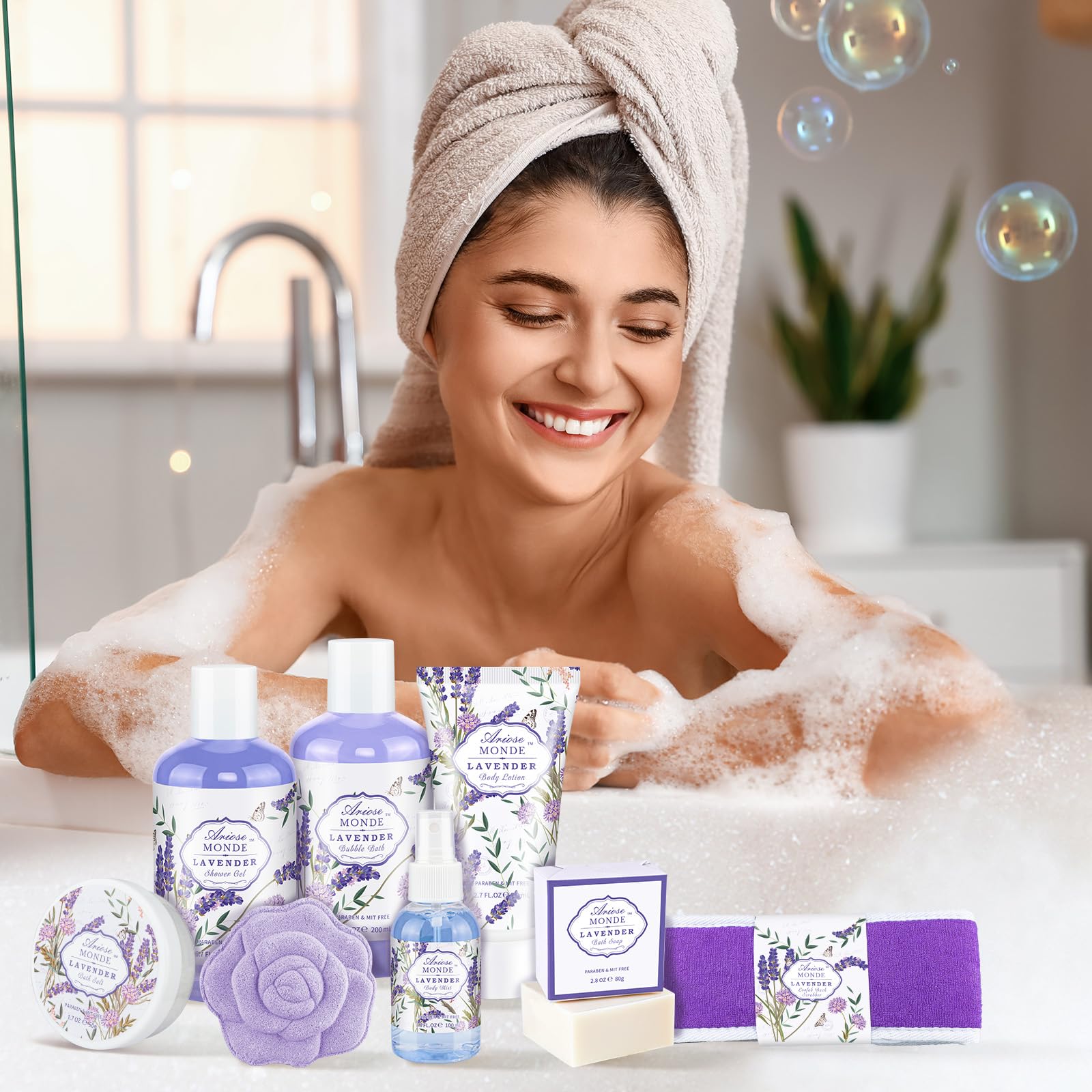 ArioseMonde Lavender Spa Gift Set – Luxury At-Home Self-Care Gift Baskets for Women