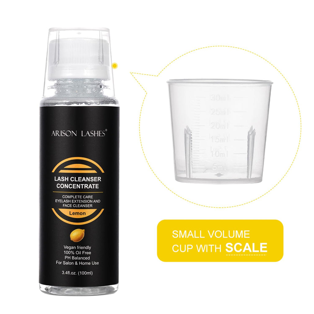 ARISON LASHES Eyelash Cleanser Concentrate 100ml – Natural Foaming Lash Shampoo (Lemon)