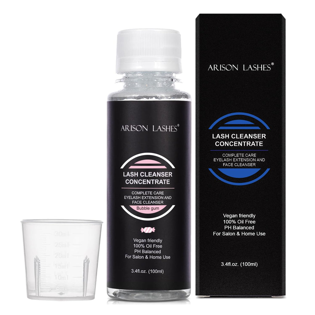 ARISON LASHES Eyelash Cleanser Concentrate 100ml – Gentle Foaming Lash Extensions Shampoo for Salon-Home Care (Bubble Gum)