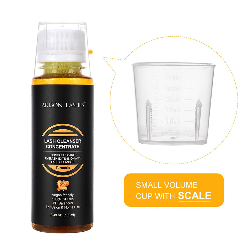 ARISON LASHES Turmeric Shampoo Concentrate 100ml – Lash Extensions Care, Dilute to Create 20x60ml Bottles