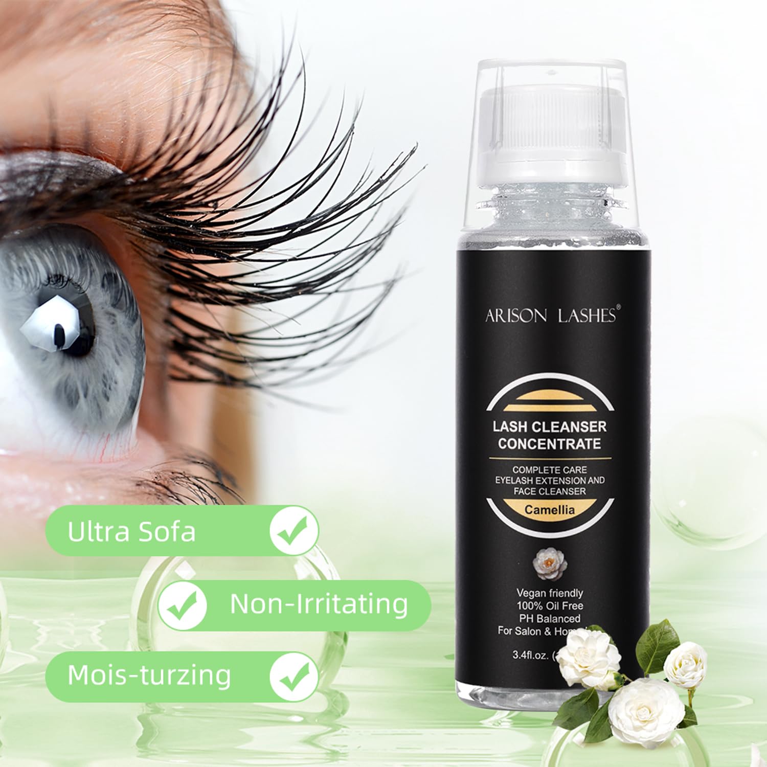 ARISON LASHES Eyelash Cleanser Concentrate 100ml – Camellia Gentle Foaming Lash Shampoo