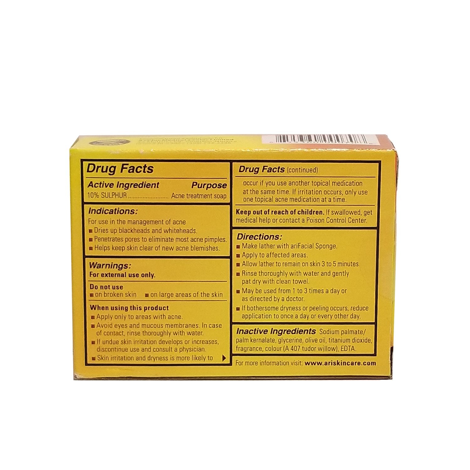 ariSulfur Acne Treatment Soap 3.5oz – Purifying Sulfur Cleanser