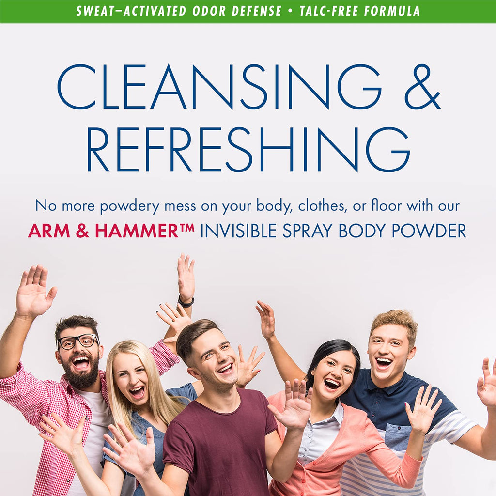 Arm & Hammer Invisible Body Powder Spray – Talc-Free, Clear Odor & Sweat Control (7 oz, 3 Pack)