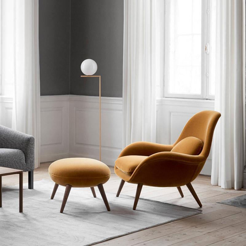 Fredericia Swoon Armchair And Footstool, Velvet