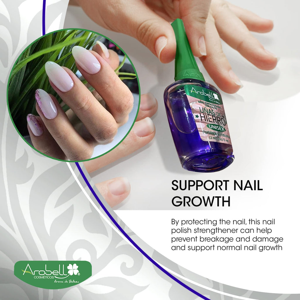 AROBELL Nail Strengthener Iron Nails & Clear Polish for Damaged & Brittle Nails – Growth & Protection