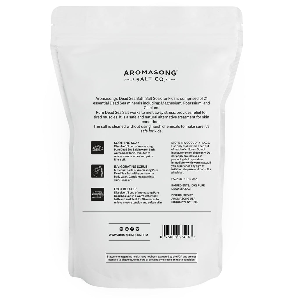 Aromasong Dead Sea Salt for Kids Bath Soak – 19 Lbs Bulk, Fine Grain, 100% Pure & Natural