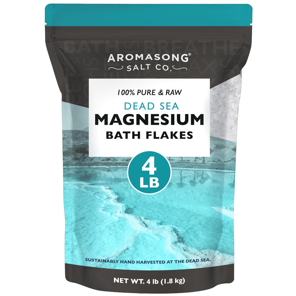 Aromasong Magnesium Flakes for Bath – Dead Sea Mineral Bath Salt, 4 lb Resealable Pack