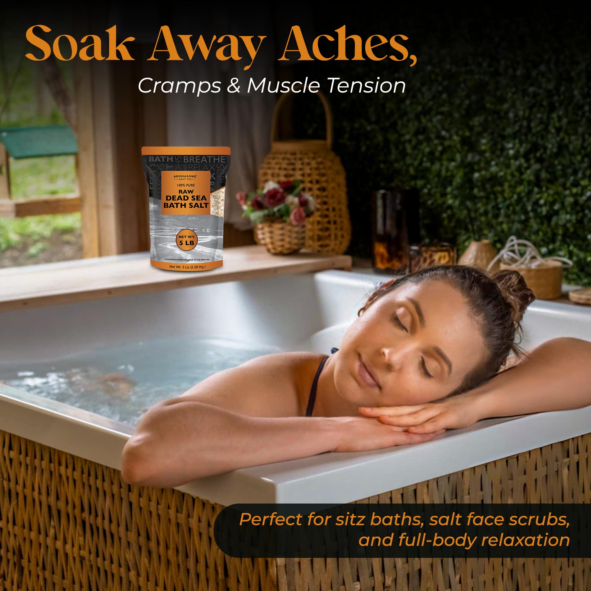 Aromasong Raw Dead Sea Bath Salt – 5 lb, Minimally Cleaned with Dead Sea Mud