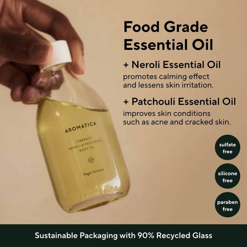 AROMATICA Embrace Body Oil – Patchouli & Neroli, Non-Greasy Aromatherapy Moisturizer 3.38 fl oz
