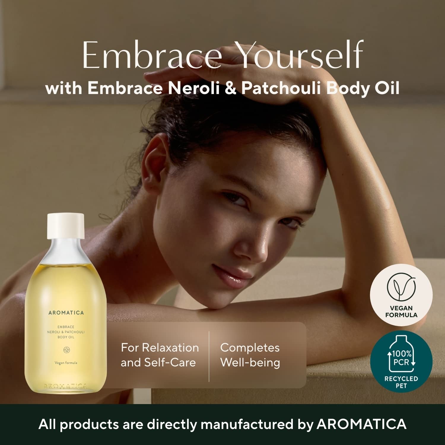 AROMATICA Embrace Body Oil – Patchouli & Neroli, Non-Greasy Aromatherapy Moisturizer 3.38 fl oz