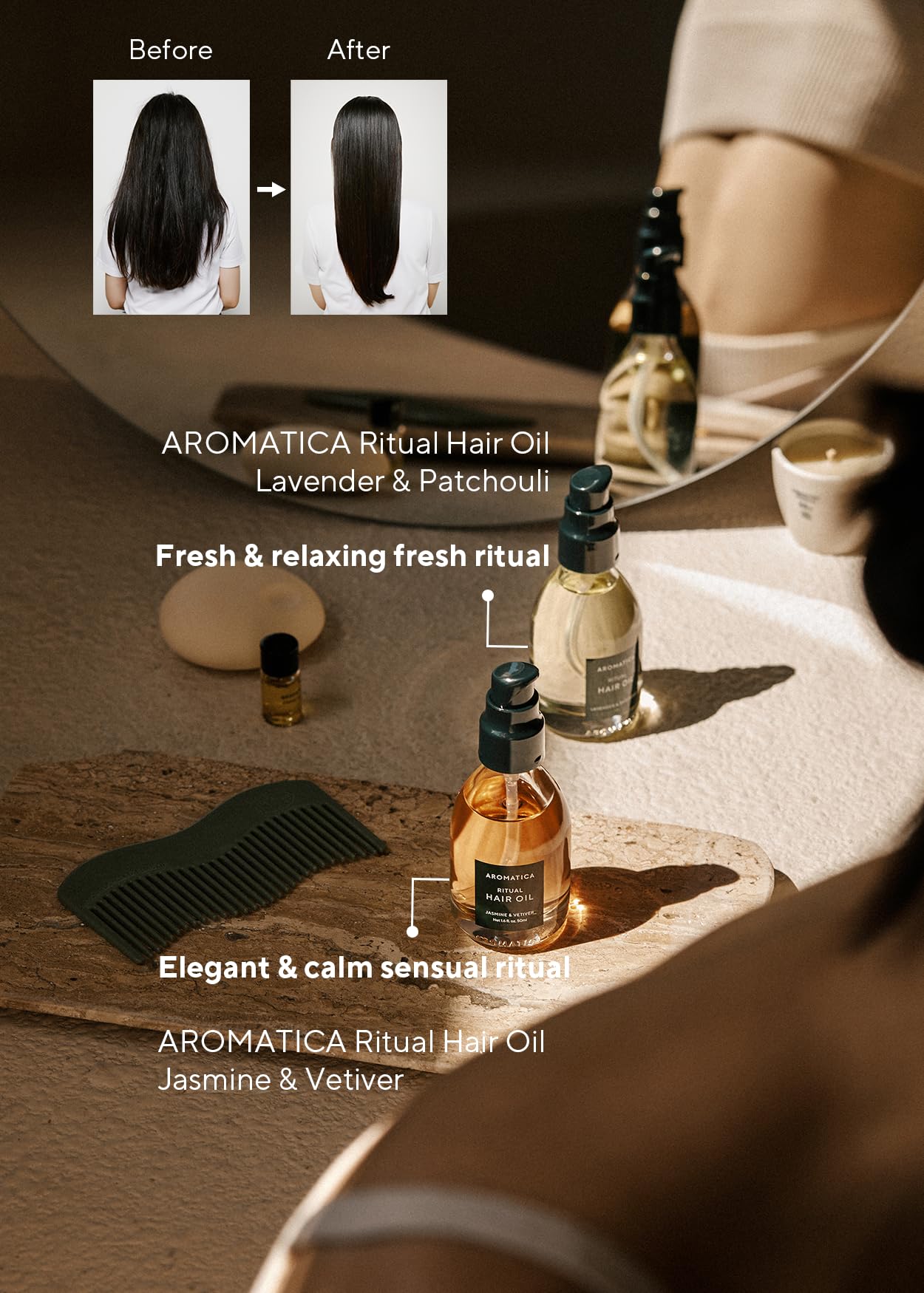 AROMATICA Ritual Jasmine & Vetiver Hair Oil – Shine & Smooth Ends