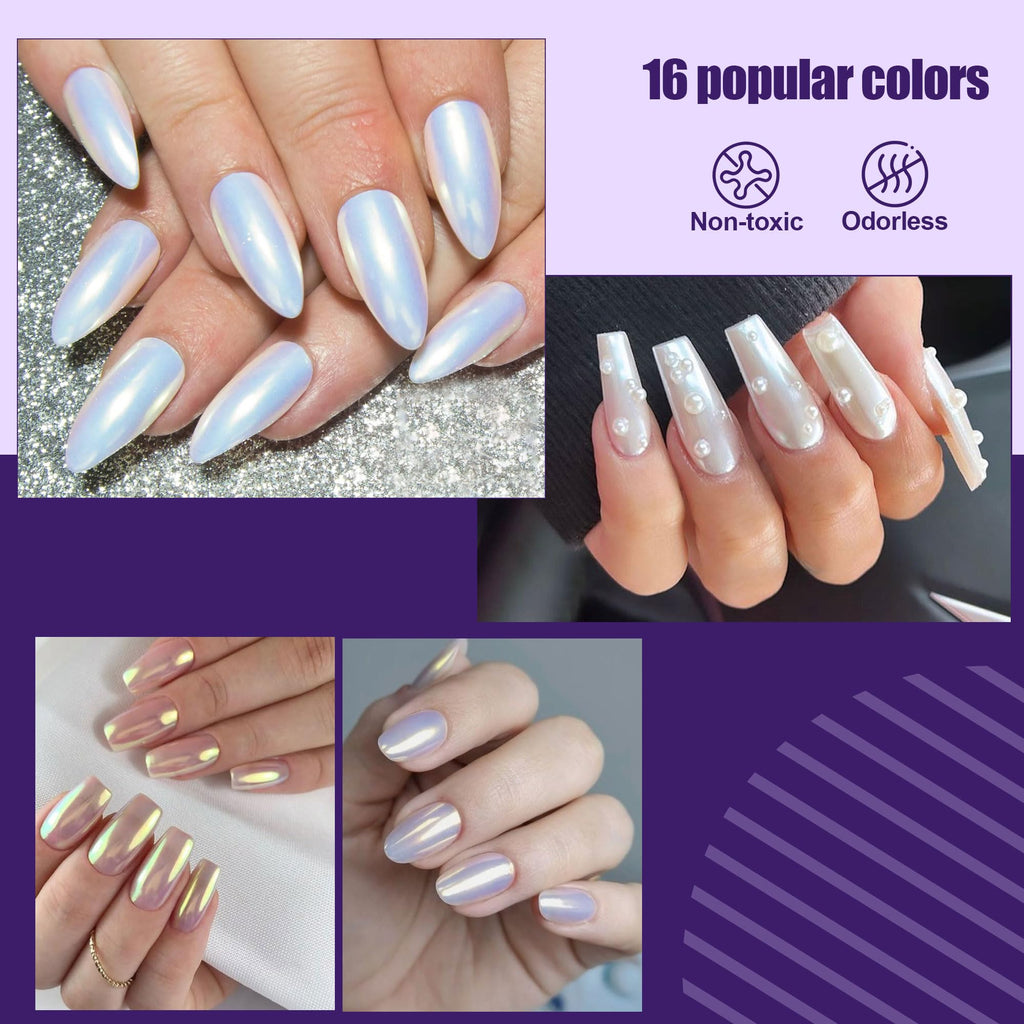 Artdone 16 Jars Chrome Nail Powder Kit – Mirror Chrome Pigments for Nails & Resin