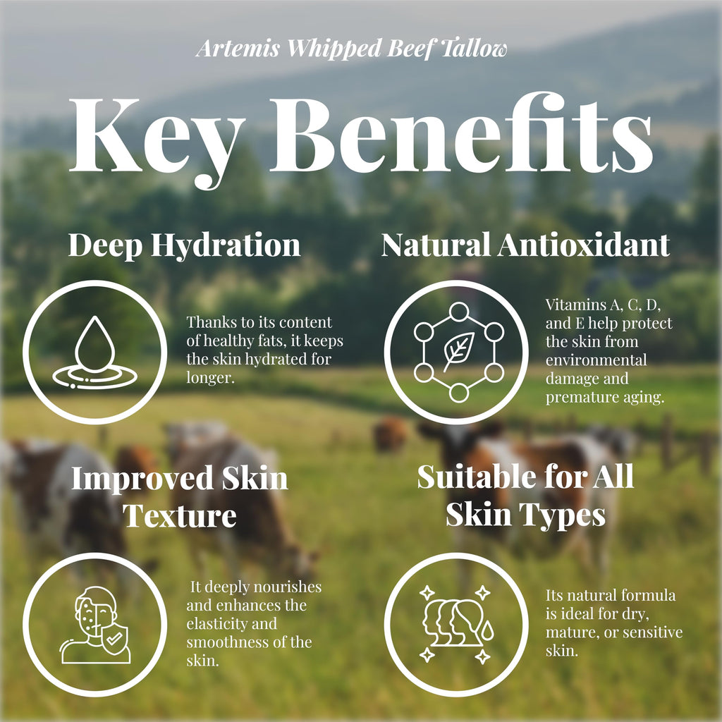 Artemis Beef Tallow Balm for Skin – Grass-Fed Moisturizer, 6 oz
