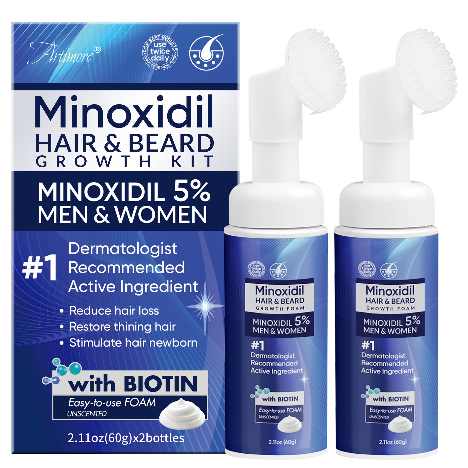 Artimore 5% Minoxidil Foam for Men and Women – Hair Growth Support (4 oz)